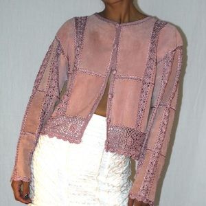 Vintage pink sway jacket with hand-made crochet